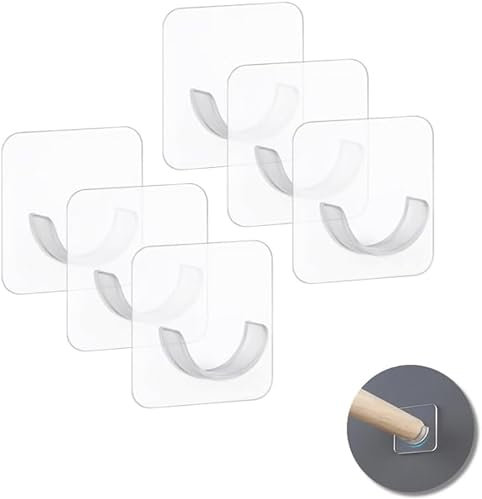6Pcs Shower Self Adhesive Curtain Rod Bracket – No Drilling Required Curtain Rod Holder, Transparent Design Curtain Rail Brackets – Wall Shower Rail Holder for Bathroom, Living Room & Wardrobe