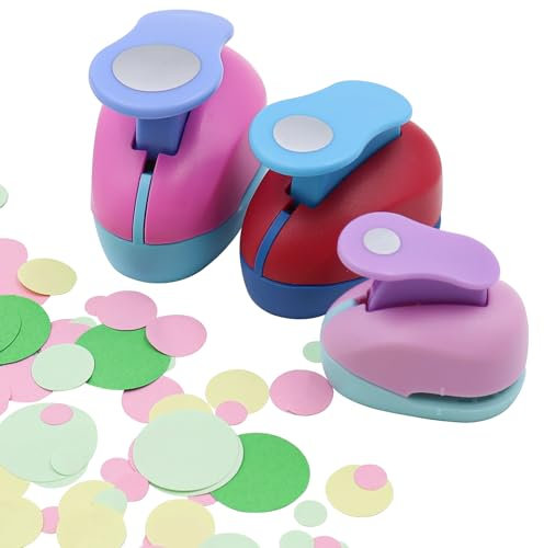 INNAL Stanzer Rund 3 Stück Papierstanzer Motivlocher Stanzer Set Stanzer Kreis Motivstanzer Rund für Geschenkanhänger, Scrapbooking, Fotos,Basteln, Grußkarten (9mm 15mm 25mm)
