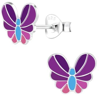 Monkimau Mädchen Ohrringe Schmetterling | Ohrstecker aus 925 Sterling Silber | Kinderohrringe hypoallergen