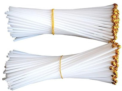 BESTonZON Aste Portabandiera Manovra Manuale Bianco 100 Pezzi 30cm in Plastica con Cappucci Pratiche e Leggere per Bandiera per Uso Esterno Veranda