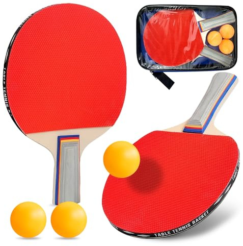 Set de Tennis de Table, Raquettes de Ping-Pong | avec 2 Raquettes, 3 Balles Mate, 1 Sac pour Loisir, Entraînement, Amateurs