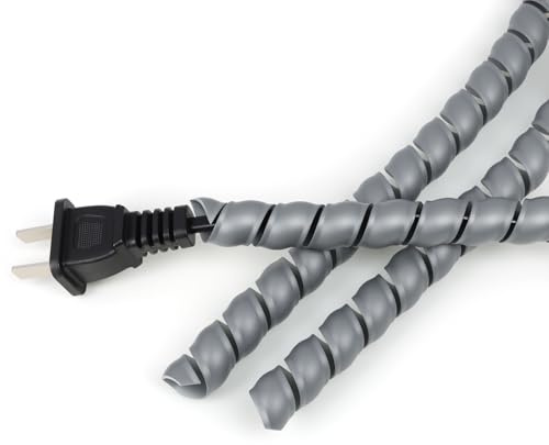 YOUBO Spiraldraht, 3 m, 5 m, 10 m, Spiralkabelschlauch für Computer, Strom-, Audio- und Video-Kabel, verhindert Kabelverheddern und Entwirren, Grau, 8 mm - 10 m