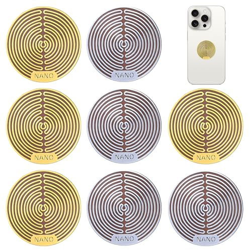 8 Stk, Strahlenschutz Handy Aufkleber,4 Gold, 4 Silber | EMF Blocker, Für Computer Telefone Tablets Fernsehen, Blockieren elektronische Produkte