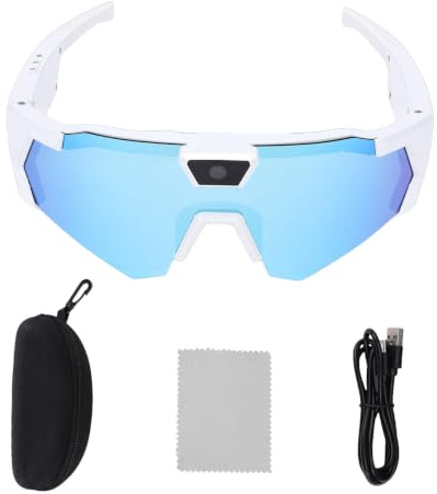 BuyWeek Kamera POV Brille, 12 MP Fotos & 1080P HD Video Sonnenbrille Actionkamera Weitwinkelobjektiv Stabilisierung Sportkamera Videobrille WLAN and Typ C Kabel Übertragung für Radfahren