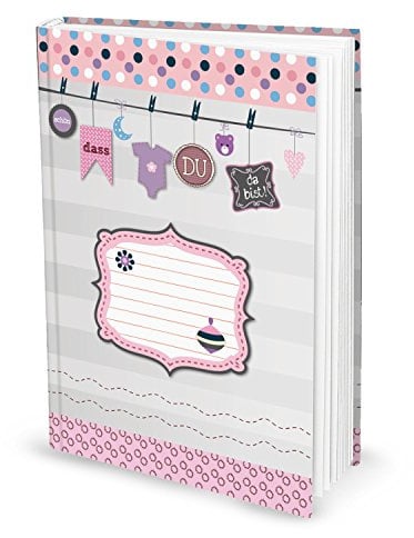Logbuch-Verlag Großes Baby Kinder Tagebuch Schön dass Du da bist rosa Geschenk Geburt Geburtstag DIN A4 blanko