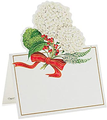 Caspari Snowball Hydrangeas Die-Cut Place Cards, 40 Included