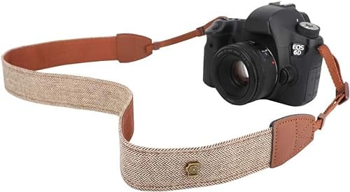 MoKo Sangle pour Caméra, Ceinture de Cou en Toile de Coton Tressée avec Bandoulière Réglable pour Tous Les Appareils Photo Numériques DSLR Canon, Fuji, Nikon, Olympus, Pentax, Sony - Kaki