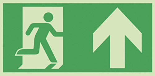 Fluchtweg Notausgang Pfeil oben Schild KNS nachleuchtend selbstklebend ASR ISO von MBS-FIRE