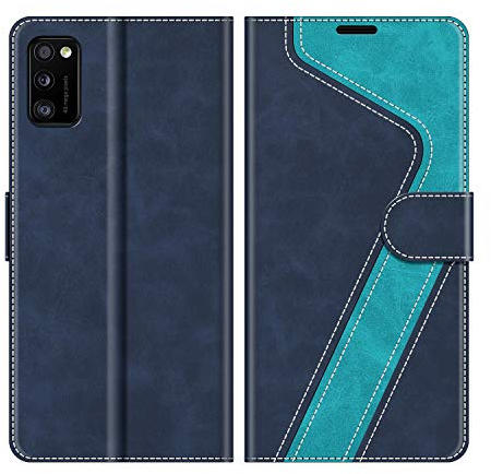 MOBESV Hülle für Samsung Galaxy A41 Handyhülle, Lederhülle mit Kartenfach, Klapphülle mit Ständer, Flip Case Handytasche Schutzhülle, Modisch Blau