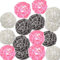 Pemalin Lot de 15 boules décoratives en osier pour décoration de vase, décoration de table, décoration d’anniversaire, décoration de table, décoration d’art et de jardin d’enfants Blanc/rose/gris