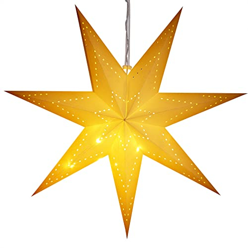 Casaria Estrella de Papel Luminosa Colgante Blanca 60cm Luces LED Inalámbricas Adorno Navideño Adviento