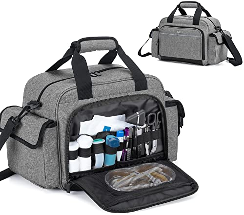 Trunab Home Health Medizinische Tasche Leer, Notfalltasche für Krankenschwester, Tragbare Medikamentetasche für Hospiz, Hausbesuch, Krankenpflegestudenten, Nur Tasche, Grau