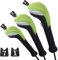 Andux Golf 460cc Driver Fairway Wood Club Head Covers Black/Green Extra Long Neck 3pcs/Set