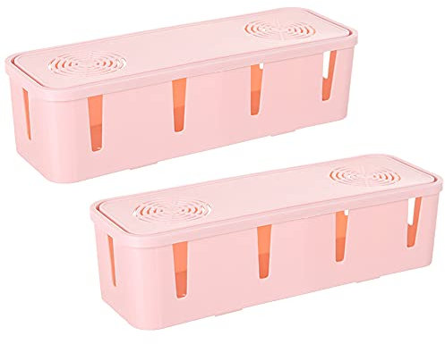 KANKOO Cable Tidy Box Hide Wires Cable Storage Cable Organiser Desk Cable Tidies Wire Hiders Cable Tidy Box Large Under Desk Cable Management Wire Tidy Pink,One Size
