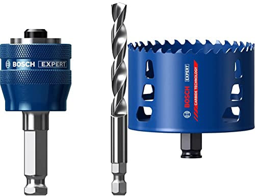 Bosch Professional 1x Expert Power Change Plus Lochsäge-Systemadapter (Ø 7,15 mm) + 1x Expert Tough Material Lochsäge (für Holz mit Metall, Ø 102 mm, Zubehör Schlagbohrmaschine)