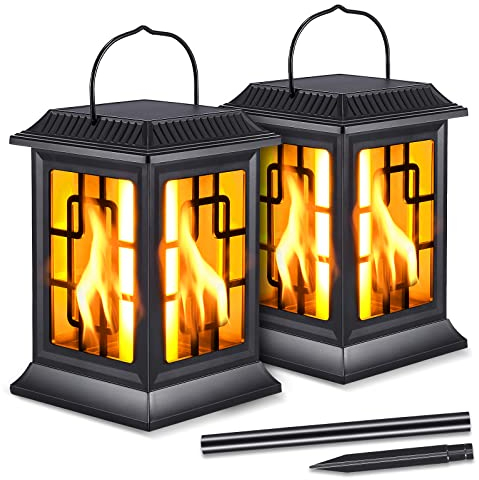 Viitech Solarleuchten Garten Außen, 2 Paket IP65 Wasserdicht Solar Flammenlicht mit Realistischer Flammen Lichteffekt, Solarlampen für außen mit Automatische EIN/Aus und 2 Lichtmodi für Garten