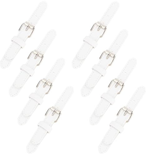 FINGERINSPIRE 8 Paar Leder-Knebelverschlüsse zum Aufnähen, Weiß, Leder, Schnappverschluss, Sew On Dufflejacken-Schnalle mit Metallverschluss, Ersatz-Knebel für Mantel, Jacke, Nähen, Basteln, Kleidung,