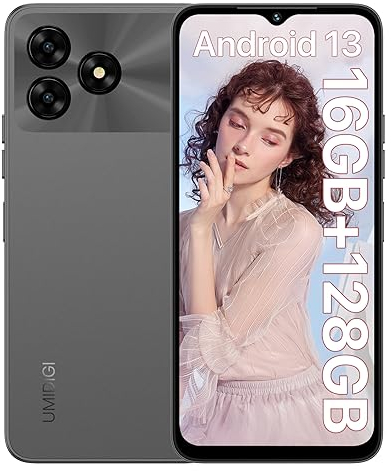 UMIDIGI G5 128GB 50MP Smartphone,5000mAh Battery,16(8+8) GBRAM,Android 13,Unisoc T606 Octa-Core,4G Dual SIM,6.6 inch,GPS/OTG(Grey)