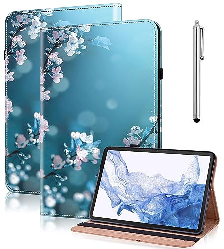 GLANDOTU Coque Lenovo Tab M8 8.0 Pouces (M8 HD/M8 2nd gen/M8 FHD/M8 3rd gen) avec Stylet,Étui Housse de Protection Ultra Fin en Cuir PU avec Fonction Support pour Lenovo Tab M8 -Fleur de Prunier
