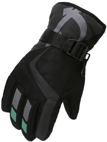 Skihandschuhe Kinder wasserdichte und Winddichte Schneehandschuhe für Junge/Mädchen Unisex Winterhandschuhe für Wintersport Skifahren Snowboard Reiten Laufen Wandern (Z0#Schwarz,L(11–16 Jahre))