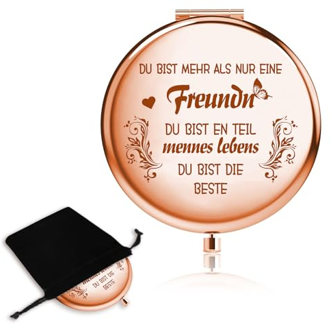 RunFar shop Freundinnen Geschenke Taschenspiegel Tragbarer,Reisespiegel Klappbar Schminkspiegel Mit Vergrößerungsspiegel Kompakt Beste Freundin Geschenk Freundschaftsgeschenk Abschiedsgeschenk Gold