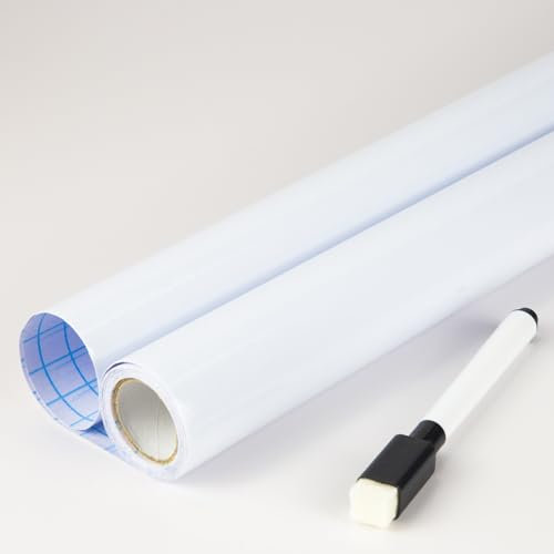 FENTIS Whiteboard Aufkleber Selbstklebend Wandaufkleber Kunststoff Vinyl Kreidetafel Trocken Abwischbar Nachrichtentafel Aufkleber Wandkontaktpapier Rolle für Kinder Heimbüro 90x300cm