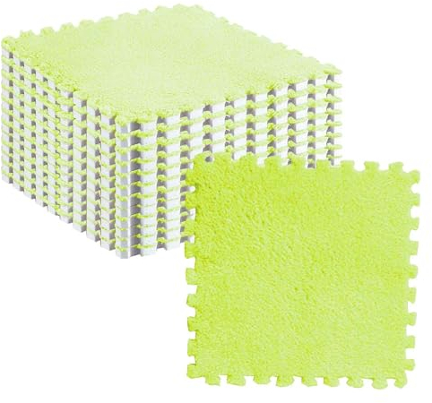 10 Stück Plüschschaum-Bodenmatte, Quadratische Ineinandergreifende Teppichfliesen, rutschfeste Teppiche für Wohnzimmer, Schlafzimmer, Dekoration, 31 X 29 cm (Fluoreszierendes