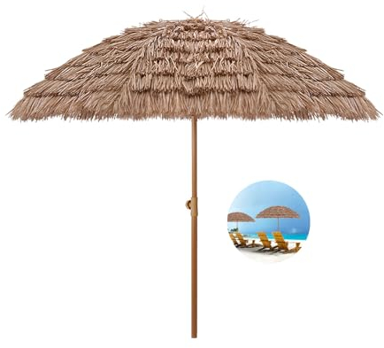 Sombrilla Playa Grande Inclinable Hawaiano Parasol De Paja Impermeable Parasol Jardin Protección UV Sombrilla Terraza Exterior 8 Varillas Sombrilla Jardin Antiviento Bolsa De Transporte Para Patio Jar