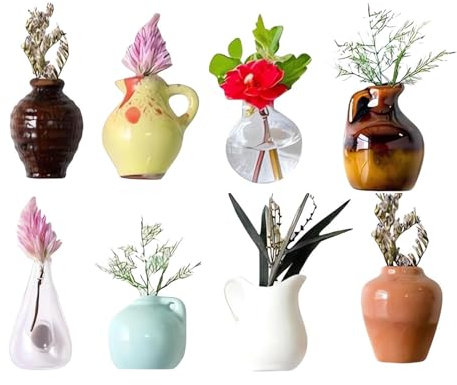 1PCS Mini Ceramic Vase Magnets for Fridge – Cute Magnetic Tiny Flower Vases,New Cute Mini Ceramic Magnets for Kitchen Fridge, Refrigerator, Office, or Locker Decor (1PC Random Style)