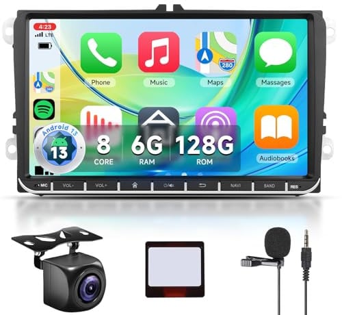 【8 Core 6+128G】Hodozzy Carplay Autoradio per VW Golf 5 Polo Skoda, 9 Pollice Touchscreen Android Autoradio con Android Auto/WiFi/GPS/RDS/FM/Bluetooth/USB/DSP
