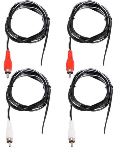 sourcing map 4pcs 5ft RCA Audio Subwoofer Cable, 1 RCA Male Plug to Bare Wire Open End Audio Video Speaker Cable for Amplifier Home Theater, White Red