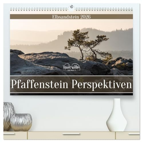 Pfaffenstein Perspektiven - Elbsandstein (hochwertiger Premium Wandkalender 2026 DIN A2 quer), Kunstdruck in Hochglanz: Der Pfaffenstein von nah und fern. (CALVENDO Natur)