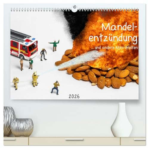 Mandelentzündung ... und andere Mini-Welten (hochwertiger Premium Wandkalender 2026 DIN A2 quer), Kunstdruck in Hochglanz: Skurrile Situationen im Maßstab H0 (CALVENDO Spass)