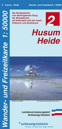 Wander- und Freizeitkarte Husum - Heide: Die Nordseeküste vom Beltringharder Koog bis Wesselburen, mit Eiderstedt und den Inseln Pellworm, Nordstrand und Helgoland