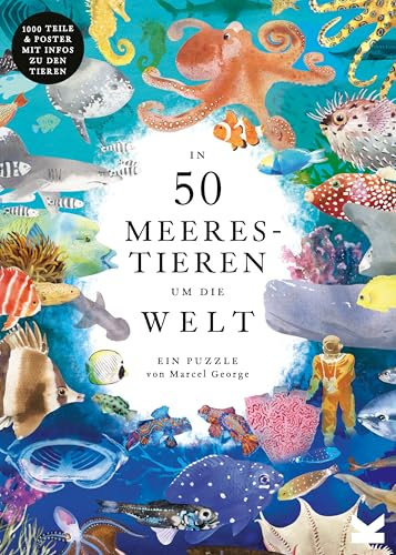 Laurence King Verlag In 50 Meerestieren um die Welt. EIN Puzzle, White