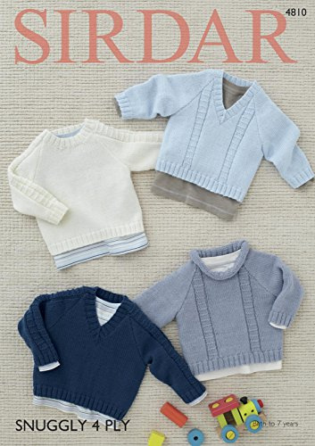 Sirdar 4810 Knitting Pattern Babys Sweaters in Sirdar Snuggly 4 Ply