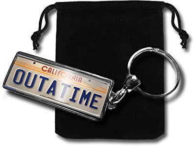 Coolrideplates Personalised Back To The Future Inspired Number Plate Metal Keyring & Gift Pouch