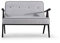 kleines Sofa mit Holz Couch Sofagarnitur Polstermöbel Polstersofa 2er 2-Sitzer Garten Terrasse Balkon Retro (Hellgrau)