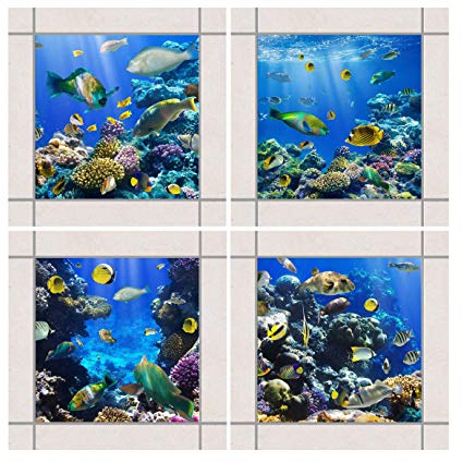 Fliesenaufkleber Fliesenbild Fliesen-Deko Underwater Set Set 20teilig 15x15cm