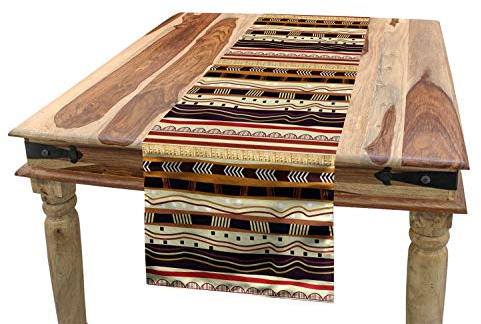 ABAKUHAUS Ethnisch Tischläufer, Afrika Horizontale Streif, Esszimmer Küche Rechteckiger Dekorativer Tischläufer, 40 x 300 cm, Beige Braun