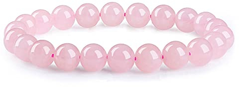 J.Fée Rosenquarz Armband Rosenquarz Schmuck Rosenquarz Stein Perlenarmband Damen Armband Damen Perlen Armband Frauen Naturstein Edelstein Armband Damen Armbänder Perlen Heilsteine Armband Perlen