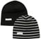 LACOFIA Baby Jungen Beanie Mütze Kinder Weiche Baumwolle Strickmützen Kleinkind Gestreift Hut 2 Stücke Schwarz L/3-7 Jahre