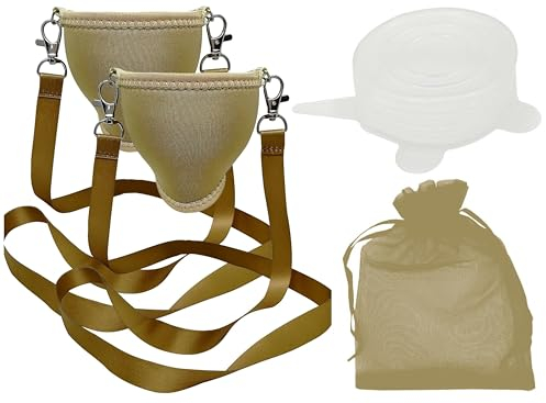 WineHolder Support de verre à vin à porter autour du cou avec tour de cou inclus Lot de 2 pièces dorées.