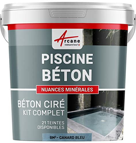 Kit de Hormigón Piscinas de Hormigón - Revestimiento Impermeable de Alta Resistencia para PISCINA - 8 m² Pato Gris Azulado - ARCANE INDUSTRIES