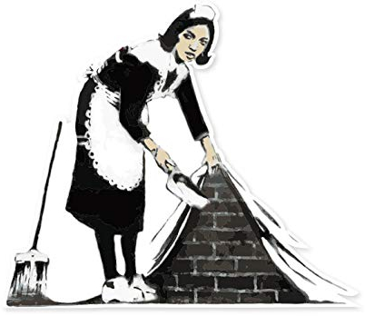 Banksy Aufkleber Maid Sticker Kult Hausfrau Putzfrau Graffiti Street Art Cleaning Style Wetterfest UV-Beständig