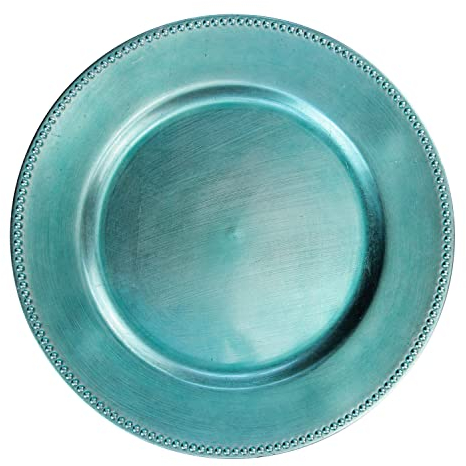 Lot de 12 assiettes de présentation métalliques rondes en plastique turquoise de 33 cm pour décoration de fête de mariage (turquoise, 12)