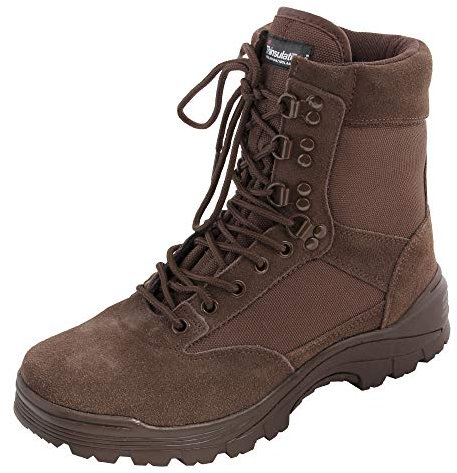 urbandreamz Stivali tattici YKK, con cerniera, per attività all'aperto, sicurezza, marrone, 43 EU