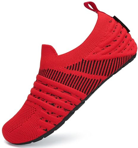 SAGUARO Chaussures Aquatiques Enfant Garçon Fille Chaussures d'eau Chaussures de Plage Respirant Chaussures Piscine-Légère Chaussons Enfant Chaussons Aquatique Style:082 Rouge,Gr.32/33 EU