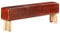 vidaXL Massivholz Bank Garderobenbank Turnbock-Design Sitzbank Sitzhocker Turnhocker Turnbank Flurbank Lederbank 160cm Braun Echtleder Akazienholz