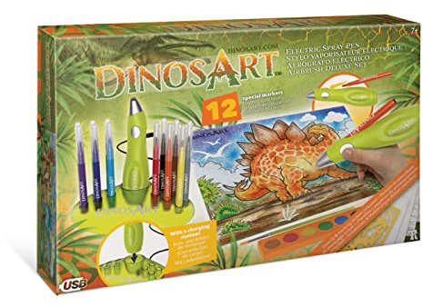 Dinos Art Airbrush Deluxe Set mit elektrischem Sprühstift, ab7 Jahre